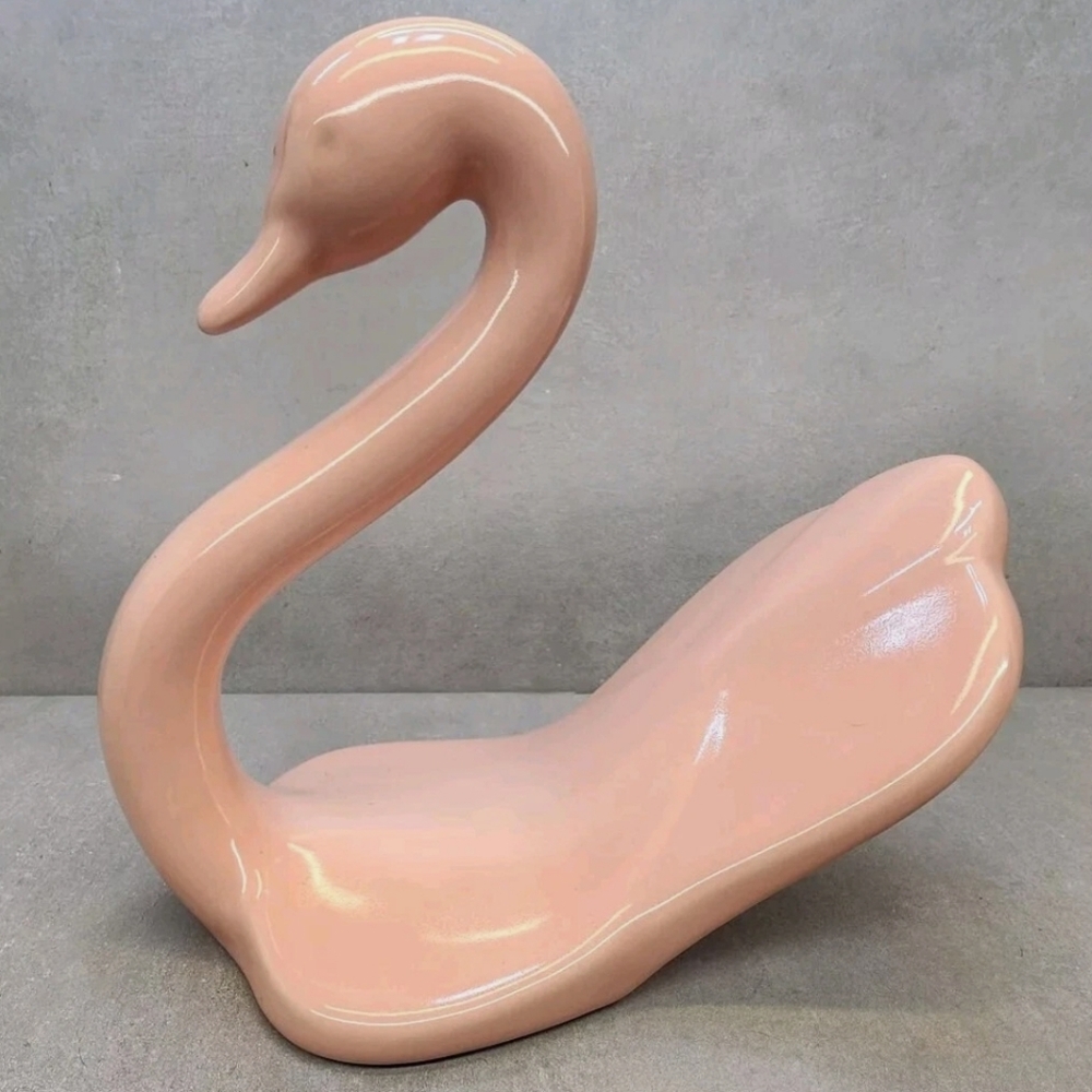 Vintage 80s Blush Pink Swan Sculpture